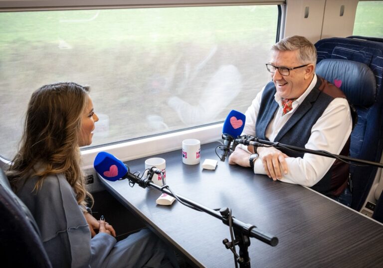Radio presenter Gemma Oaten hosts new podcast on a train