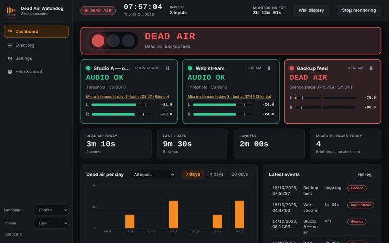 Free radio software site expands with dead air monitor